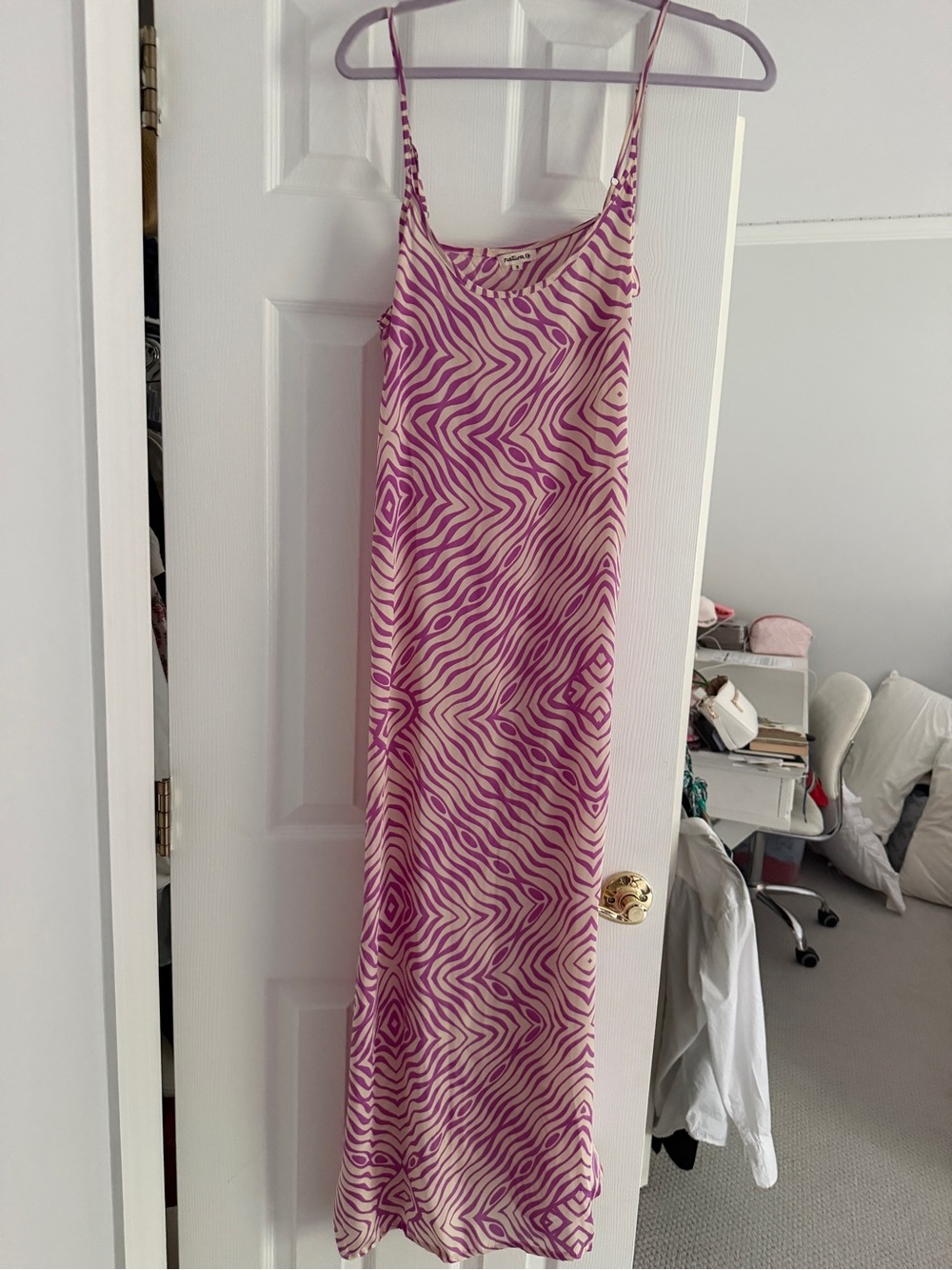Natura Purple & Cream Zebra Geometric Print Slip Dress